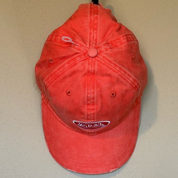 NWT Von Dutch Distressed Denim Adjustable Dad Cap in Orange main image 7